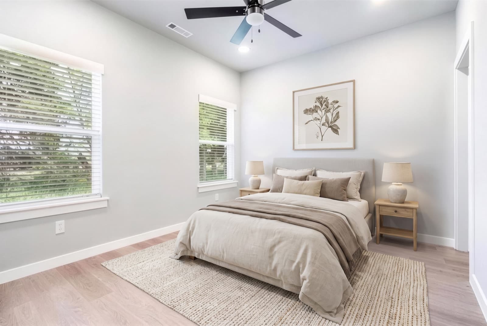 Primary bedroom, virtually staged
